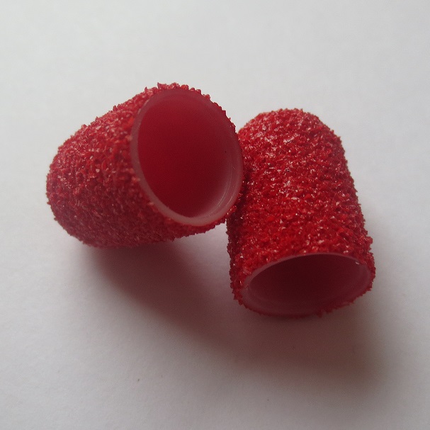 Cappucci fresa <br>pedicure C13R rosso <br>60 Gritt, Ø 13mm - immagine 5