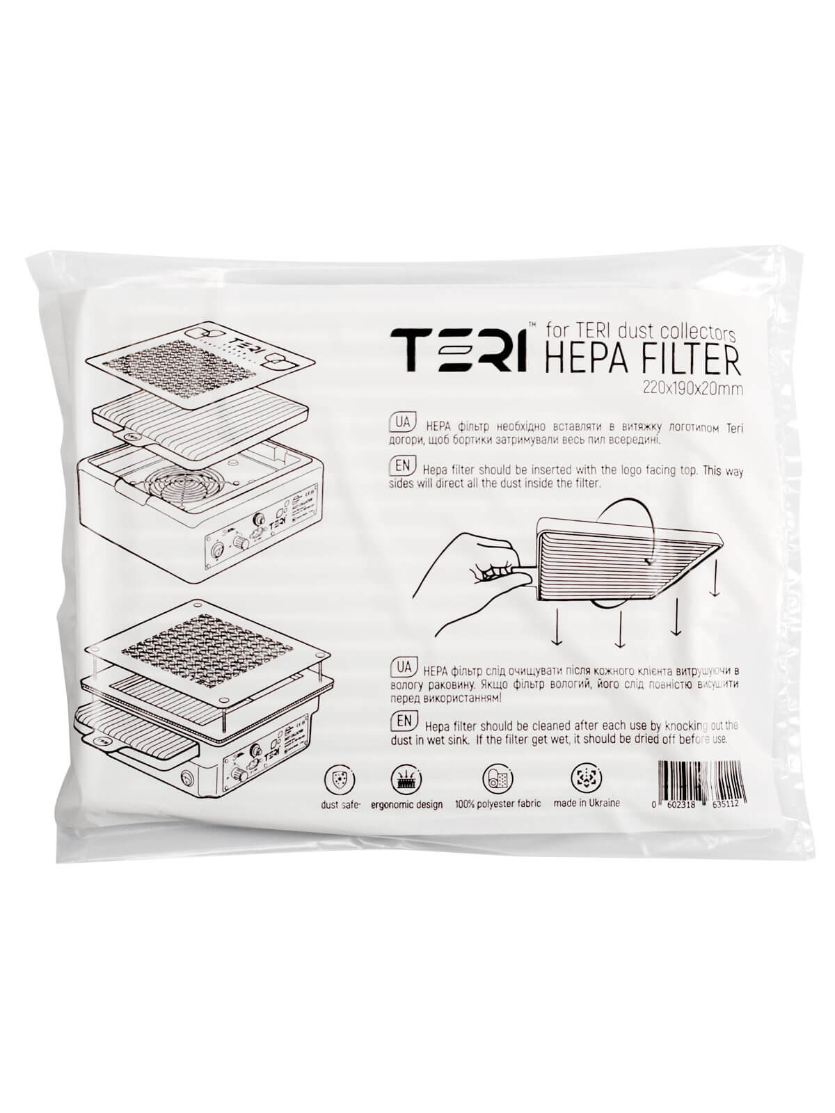 Filtro Teri per aspiratore unghie da tavolo e ad incasso